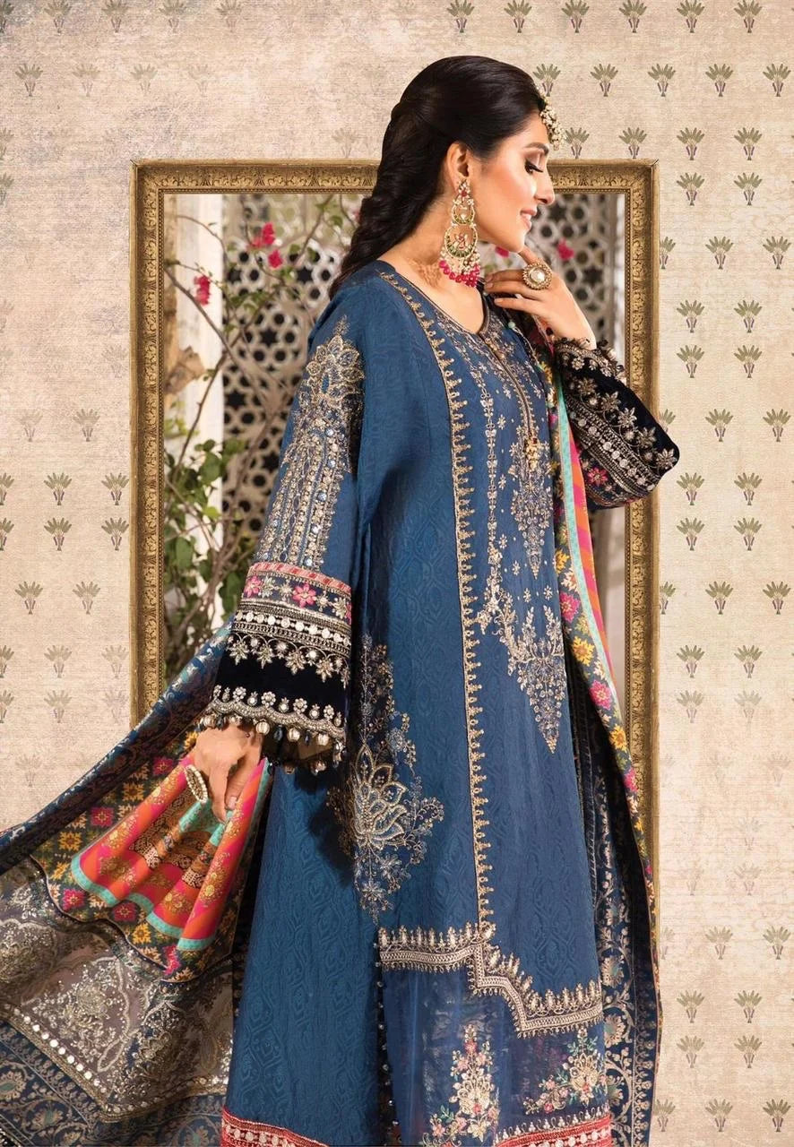 Maria B Luxury Embroidered Chiffon Dress 3 Piece Unstitched
