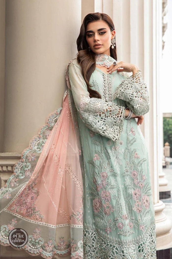 Maria.B Unstitched Chiffon | MPC-23-104 Mint Green