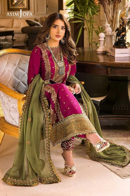 Asim Jofa Luxury Chiffon Embroidered 3 Piece Unstitched