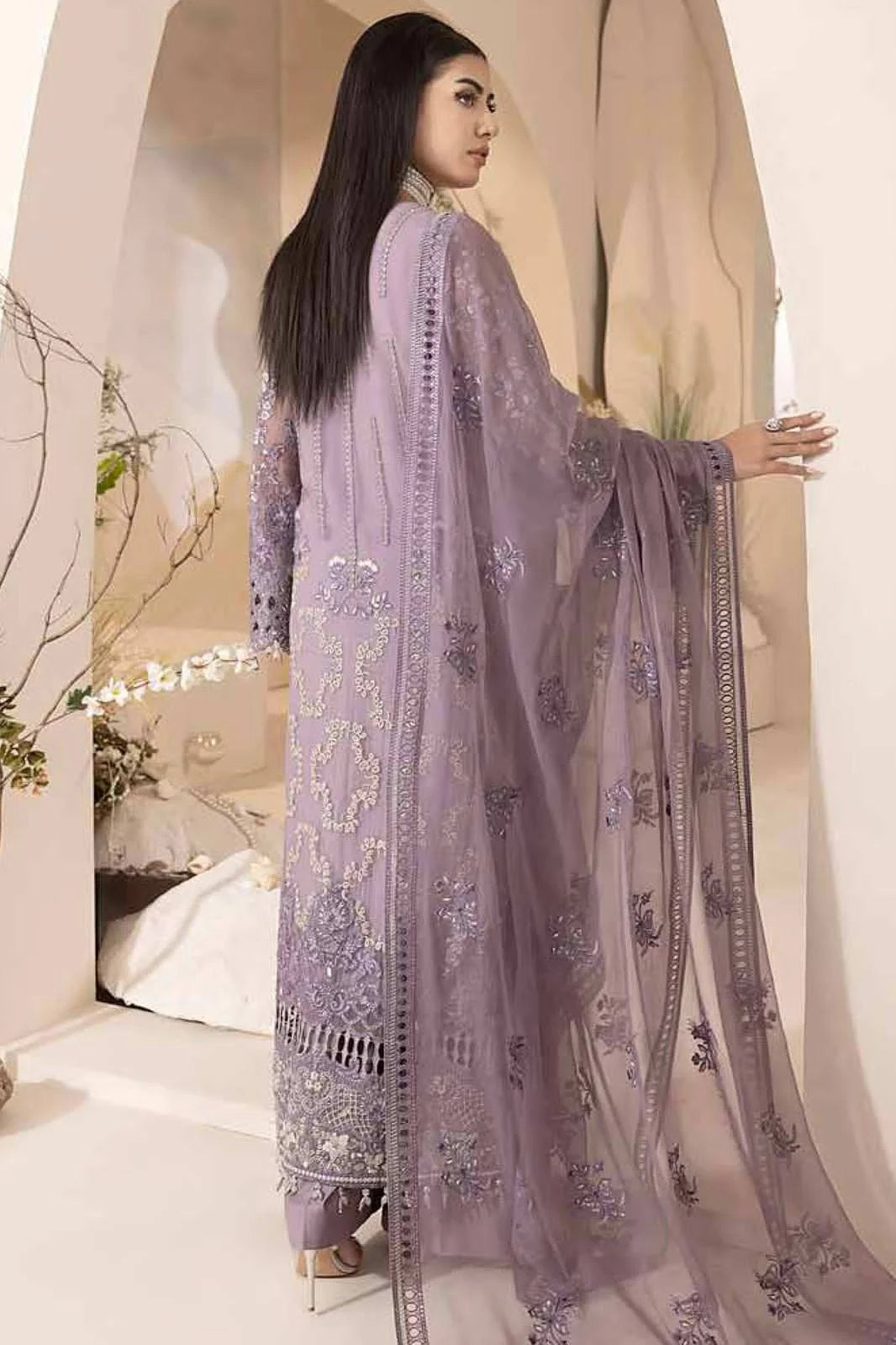 Lavish Lilac Premium Formal Collection Chiffon Embroidery 3pc unstitched