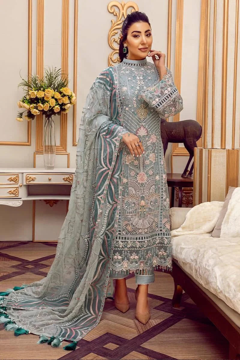 Adan Libas Chiffon Embroidery Dress 3piece Unstitched