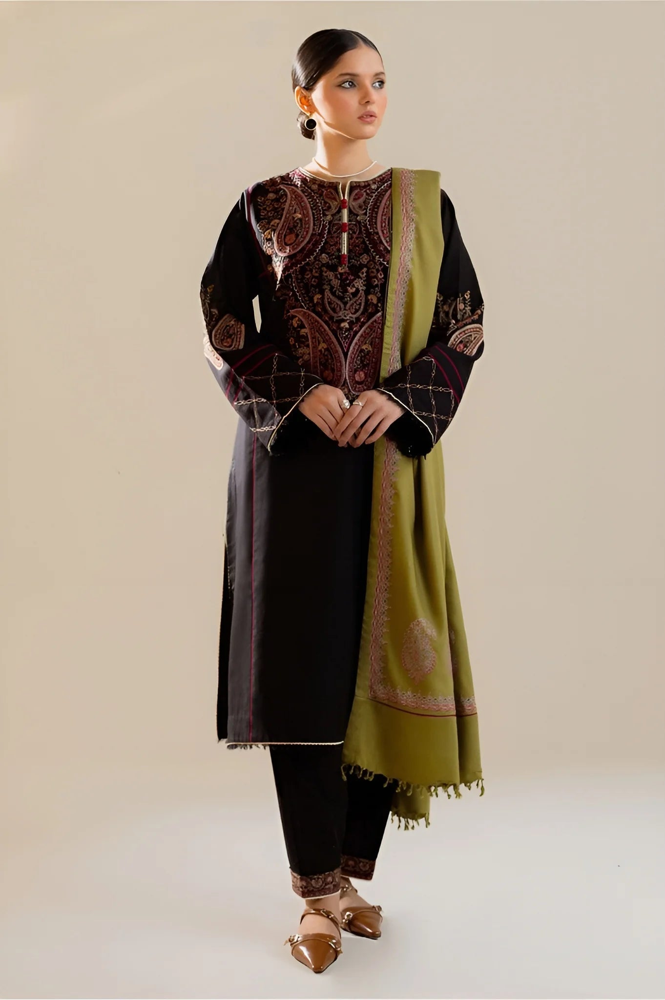 ZARA SHAHJHAN Luxury Dhanak Embroidered 3pc Unstitched