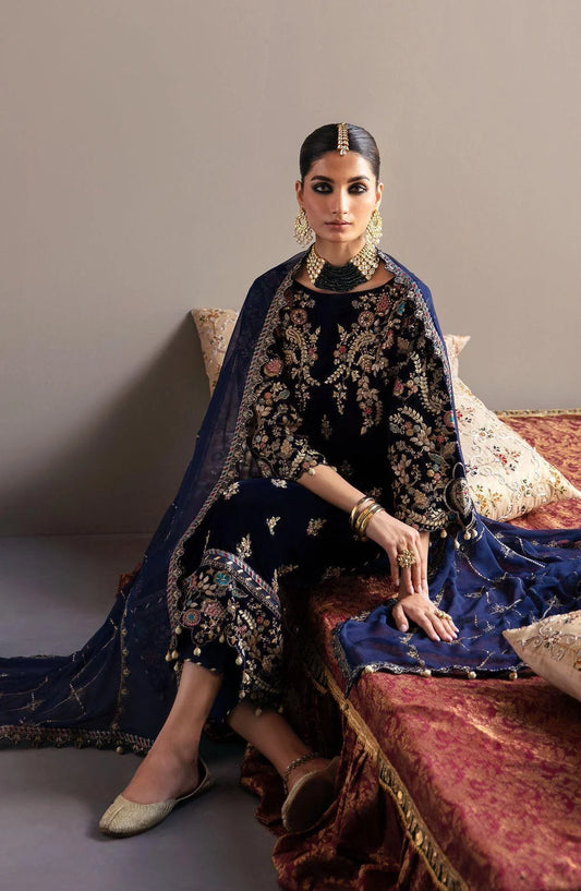 Emaan Adeel Makhmal Embroidered Velvet Unstitched 3Pc Suit