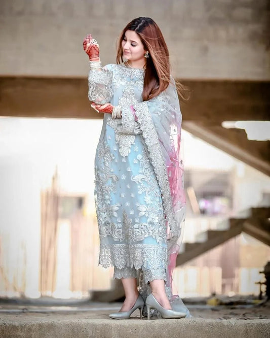 Laam Luxury Organza Embroidered 3 Piece Unstitched