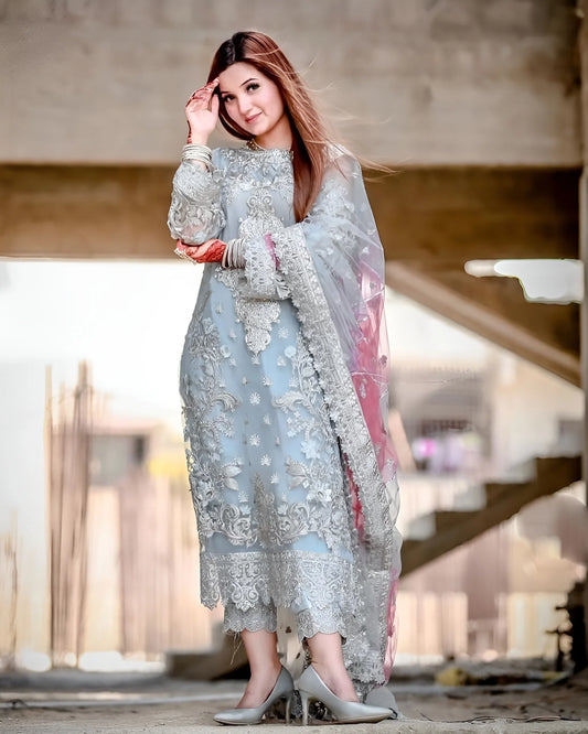Laam Luxury Organza Embroidered 3 Piece Unstitched