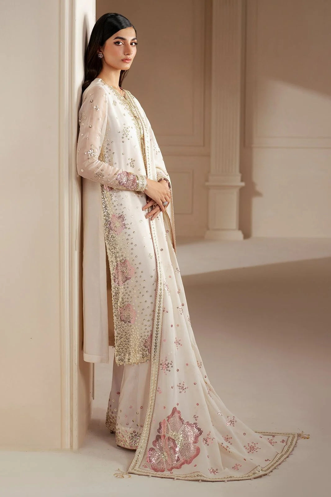Jazmin Luxury Chiffon Embroidered 3 Piece Unstitched