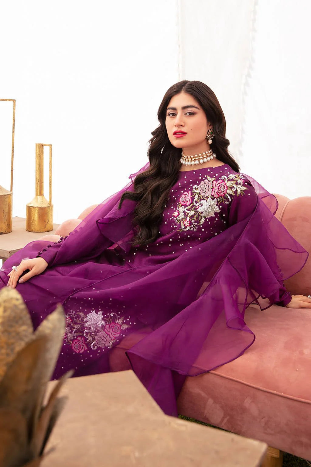 VANYA Embroidered Silk 3 Piece Unstitched Suit