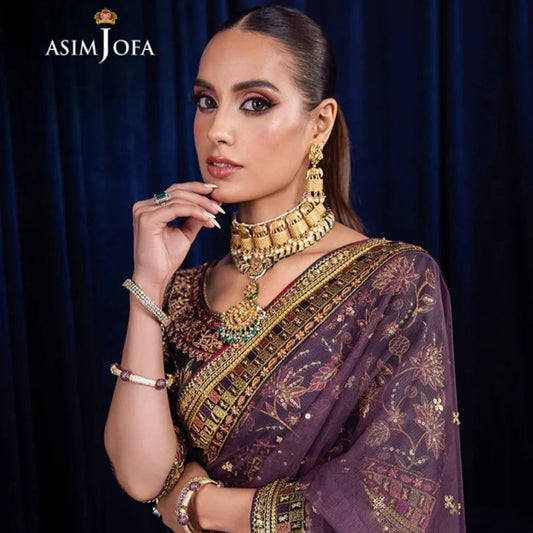Asim Jofa Luxury Purple Net Saree