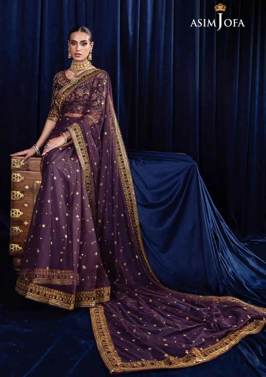 Asim Jofa Luxury Purple Net Saree