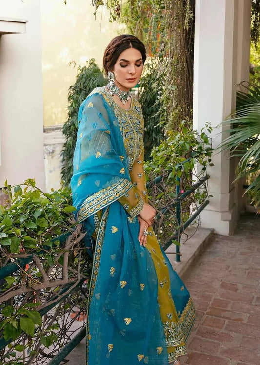 Akbar Aslam Party Wear Luxury Organza Dress Embroidered 3 piece Unstitched