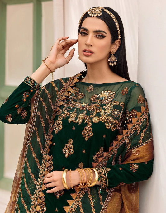 Emaan Adeel Makhmal Unstitched Luxury Velvet 3Pc Embroidered Suit