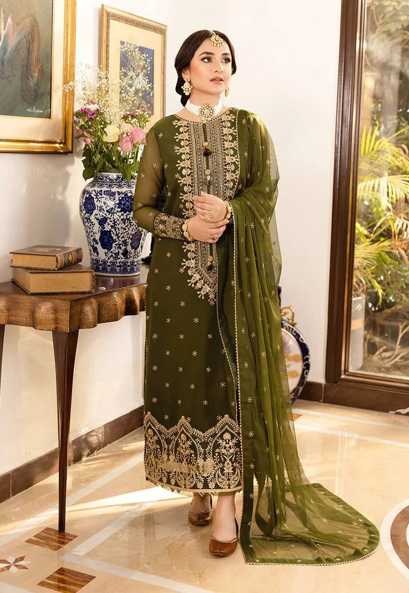 Asim Jofa Luxury Embroidered Chiffon 3 Piece Unstitched