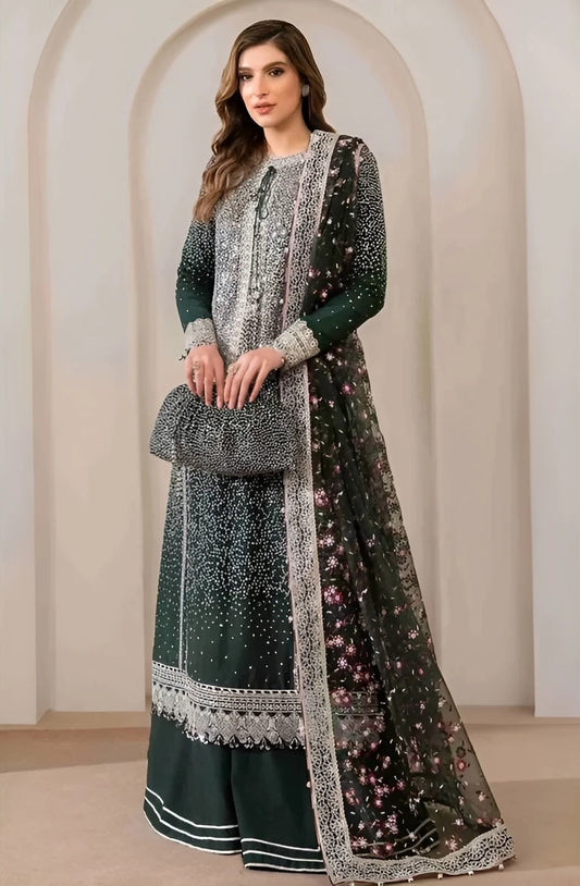 GULAAL embrodrided Net 3-piece suit Unstitched Collection