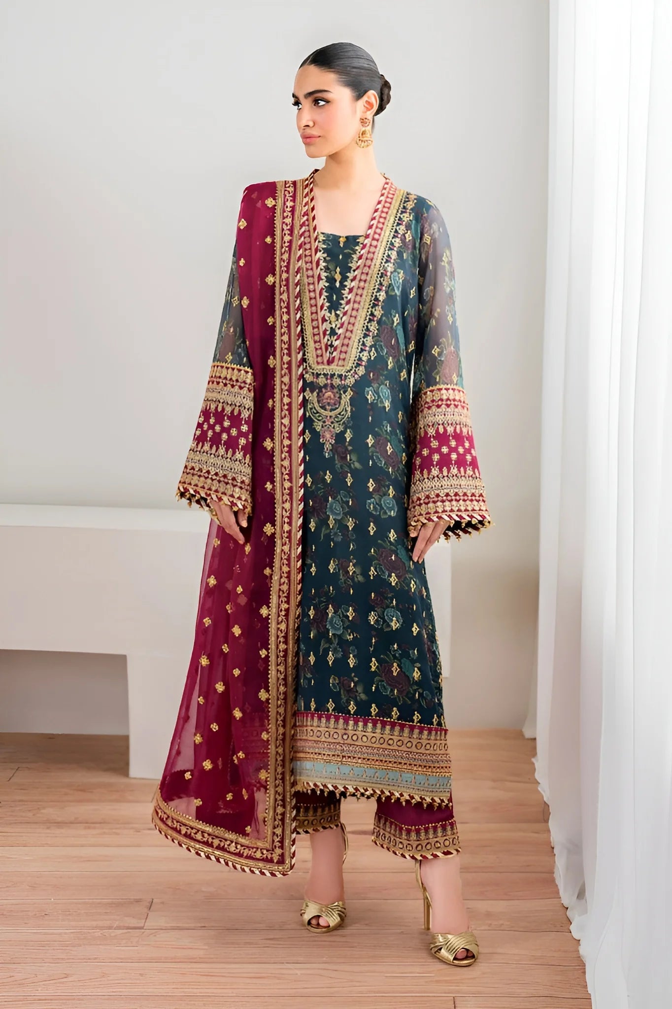 Baroque Luxury Chiffon Embroidered 3 Piece Unstitched