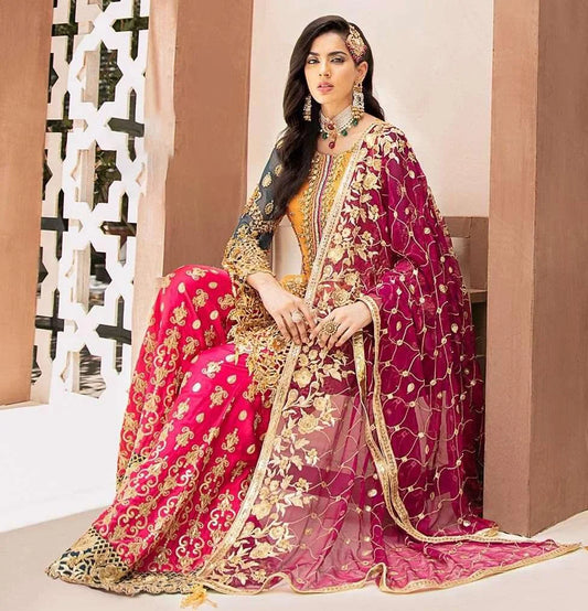 Emaan Adeel Elegant Luxury Chiffon Bridal Dress 3 piece Unstitched