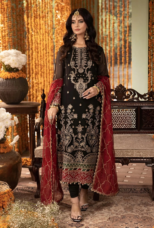 Adan Libas Luxury Chiffon Embroidered 3piece Unstitched-RANG-E-MEHFIL 004