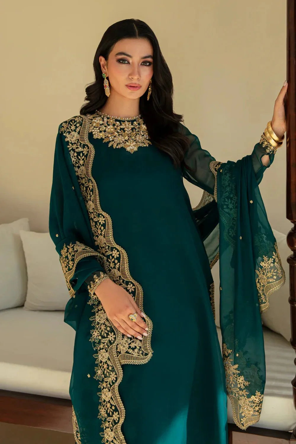 Baroque Unstitched Chiffon Embroidered 3 Piece Suit BQU-PR-828-1