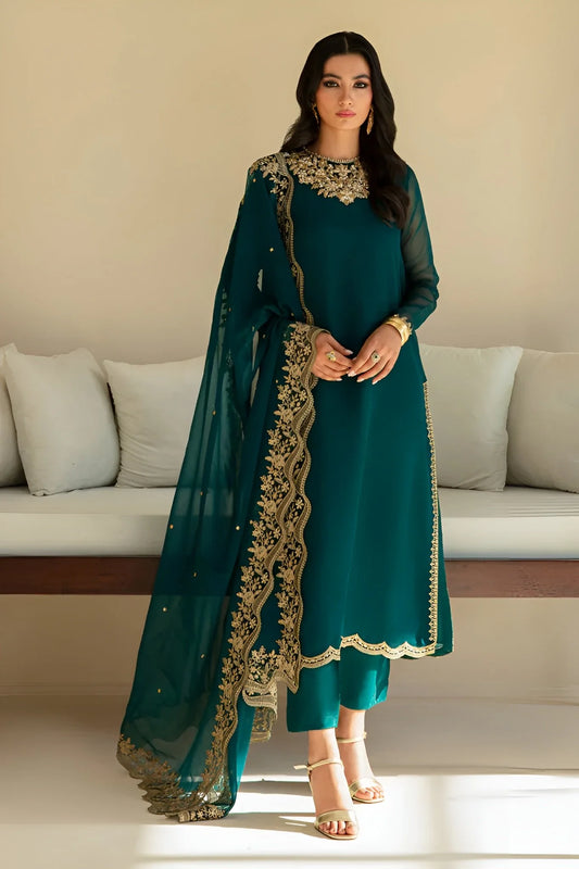 Baroque Unstitched Chiffon Embroidered 3 Piece Suit BQU-PR-828-1