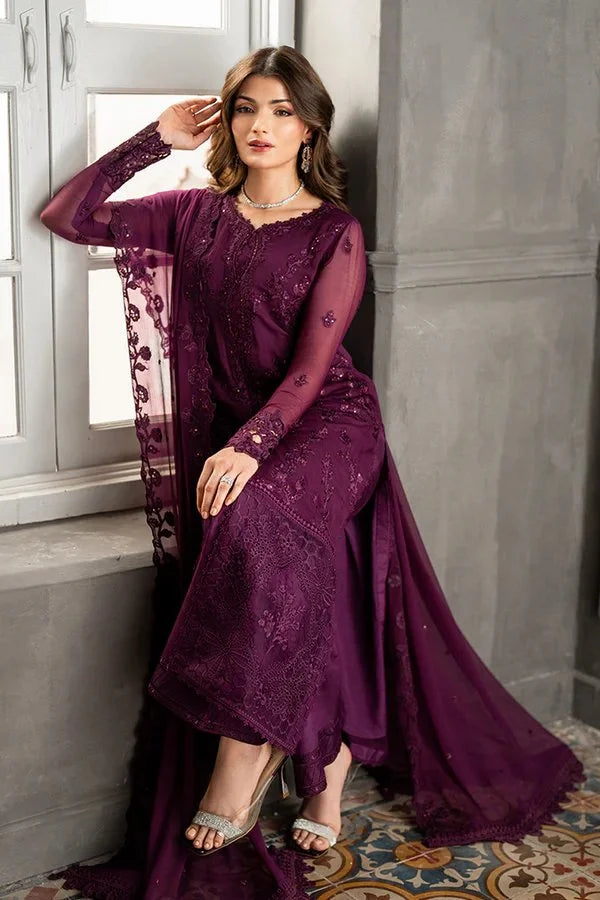 Azure Wedding Festive Luxury Chiffon Embroidered Collection Rose Noir