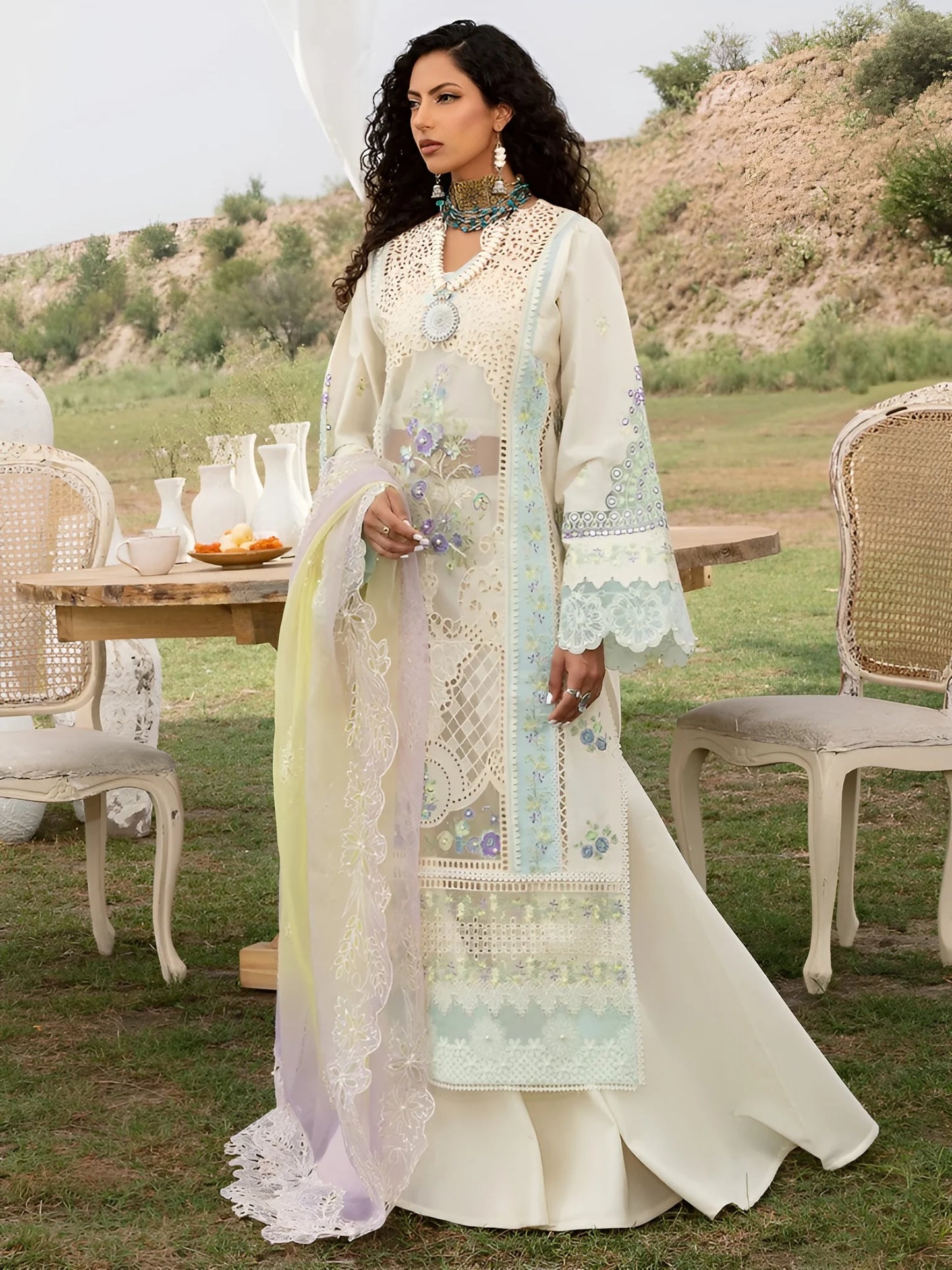 Bin Ilyas Luxury Lawn Embroidered 3 Piece Unstitched