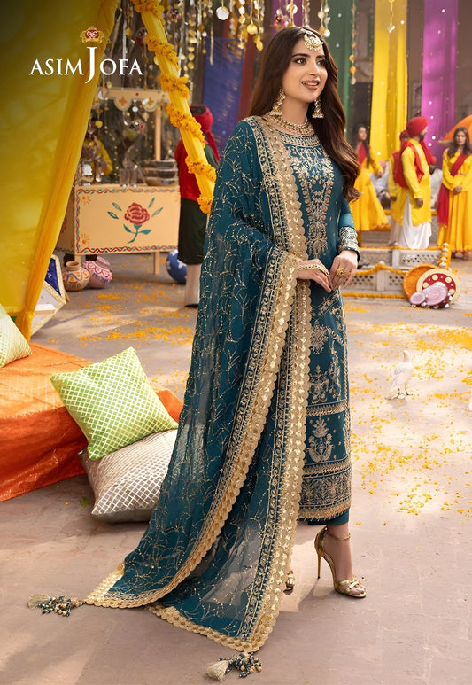 Asim Jofa Embroidered Luxury Chiffon 3 Piece Unstitched
