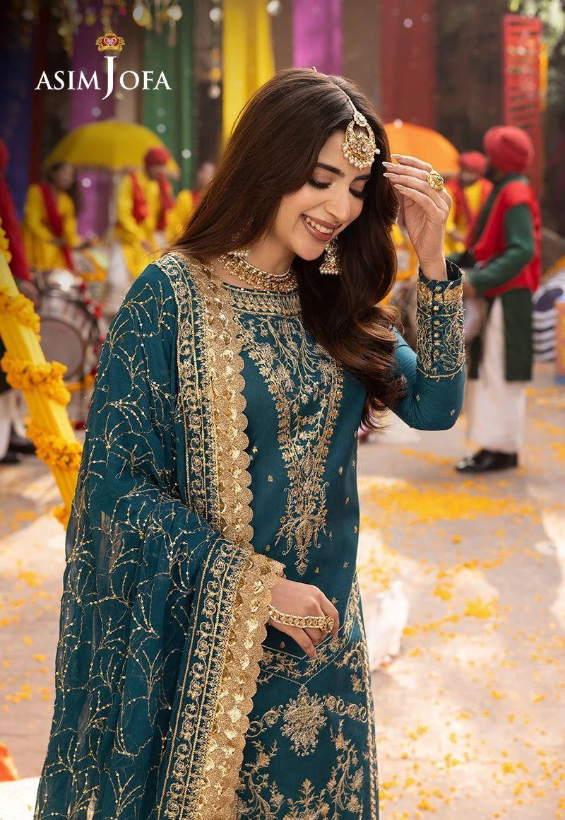 Asim Jofa Embroidered Luxury Chiffon 3 Piece Unstitched