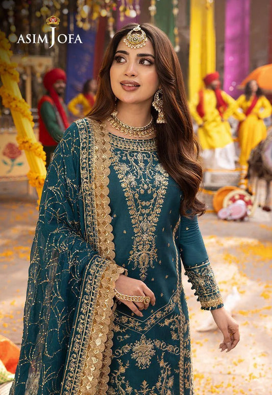 Asim Jofa Embroidered Luxury Chiffon 3 Piece Unstitched