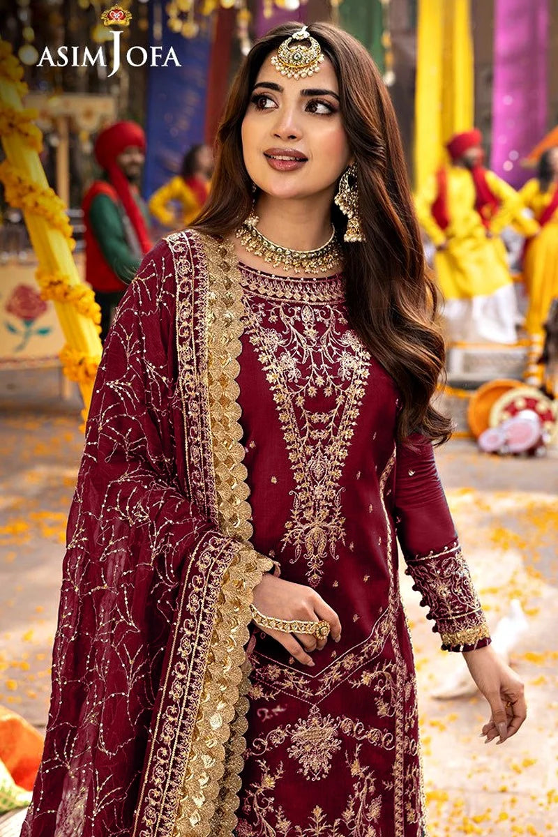 Asim Jofa Embroidered Luxury Chiffon 3 Piece Unstitched