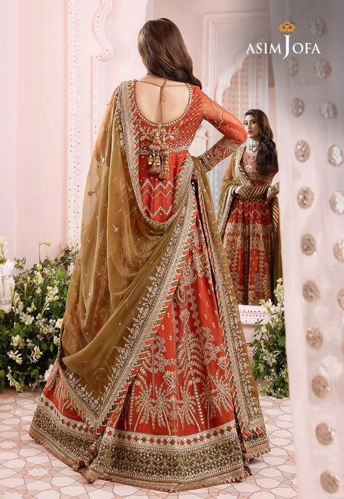 Asim jofa luxury Embroidered Chiffon Maxi 3piece unstitched