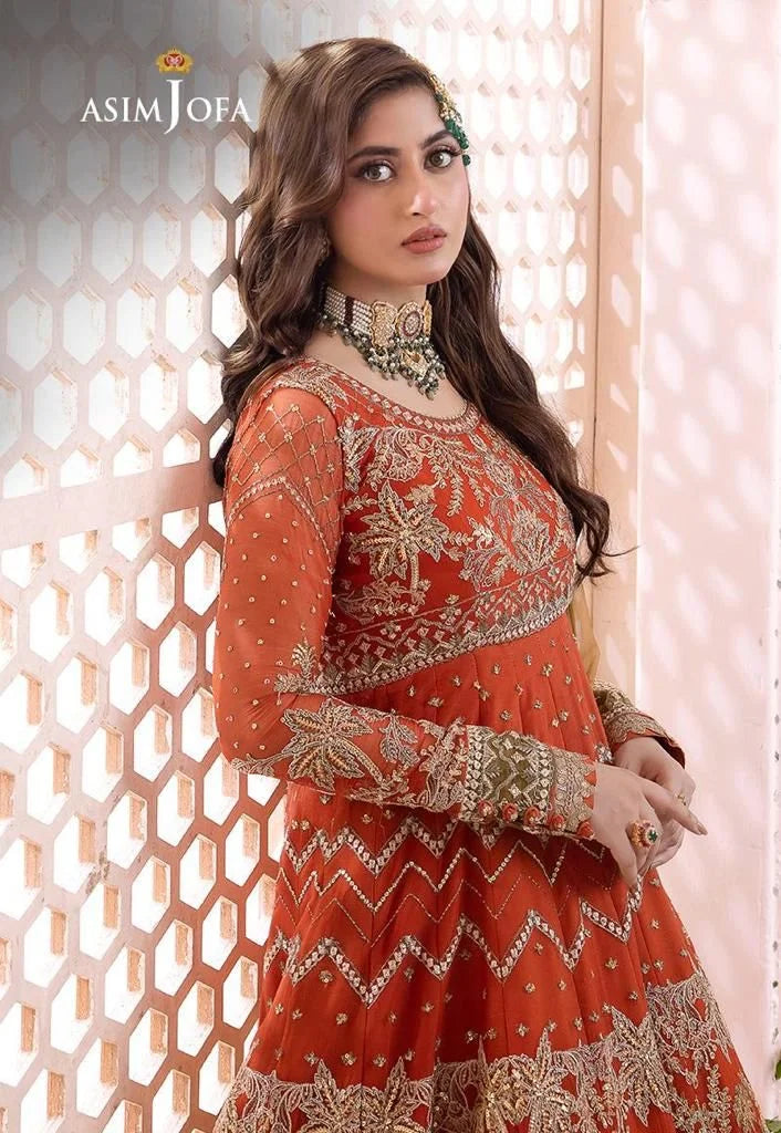 Asim jofa luxury Embroidered Chiffon Maxi 3piece unstitched