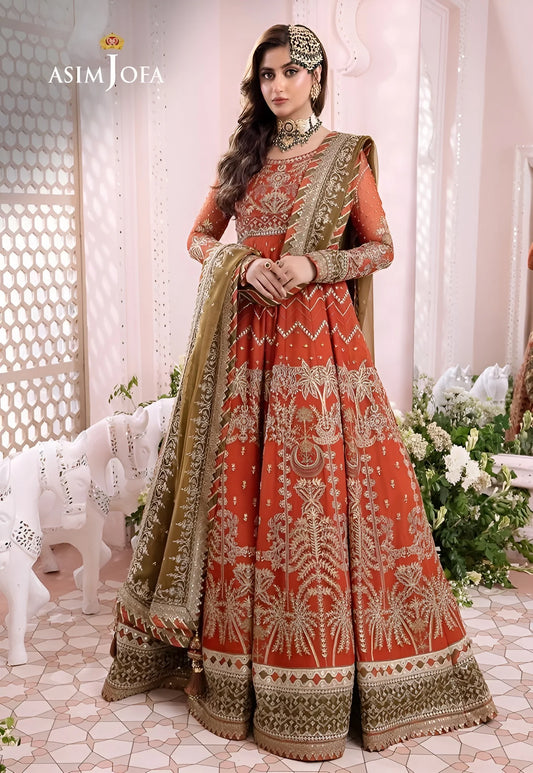 Asim jofa luxury Embroidered Chiffon Maxi 3piece unstitched