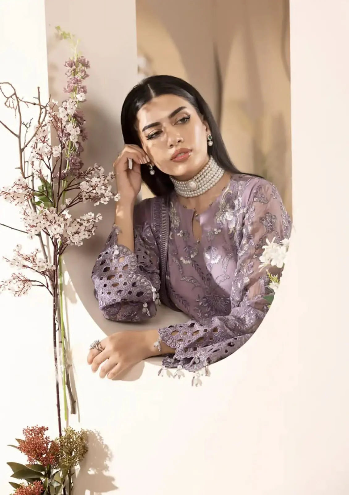 Lavish Lilac Premium Formal Collection Chiffon Embroidery 3pc unstitched