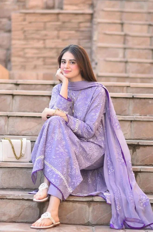 BAREEZE Dhanak 3pc Suit