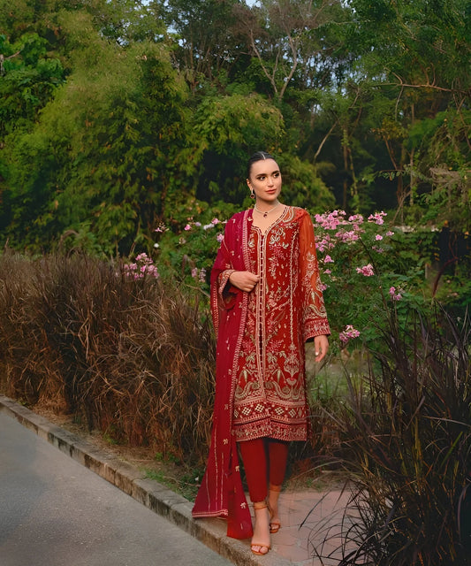 GULAAL Luxury Embroidered Chiffon 3piece unstitched