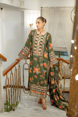 Aneelas Silk Dress Embroidered 3 Piece Unstitched