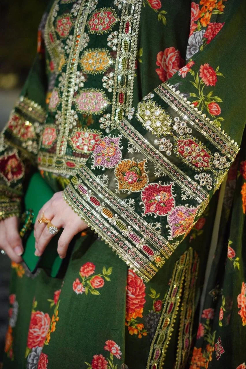 Aneelas Silk Dress Embroidered 3 Piece Unstitched