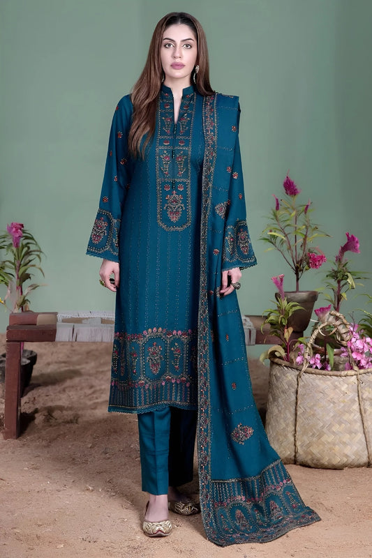 NOOR-E-FAJAR Luxury Dhanak Embroidered 3pc Unstitched