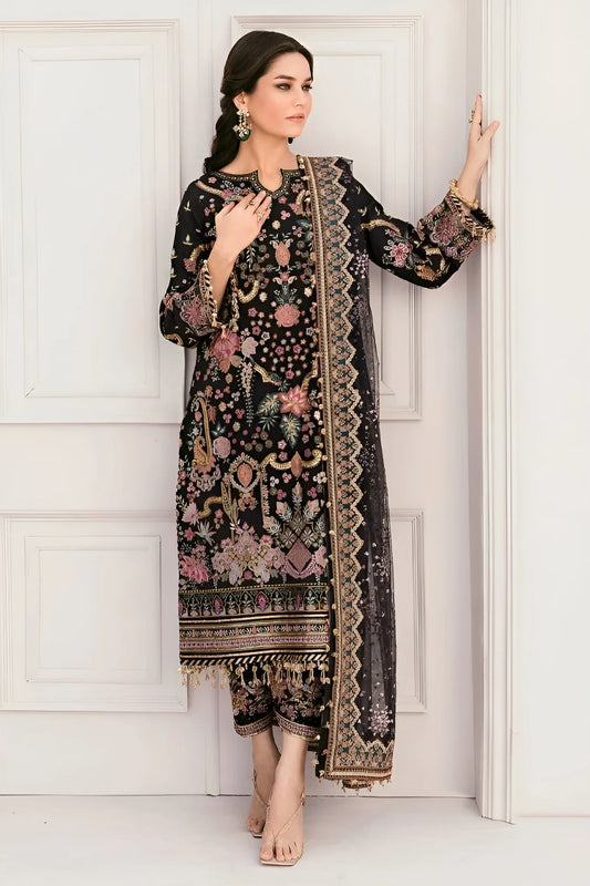 Baroque Luxury Embroidered Net Suits Unstitched 3 Piece