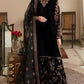 Baroque Black Luxury Velvet Dress Embroidered 3 Piece Unstitched