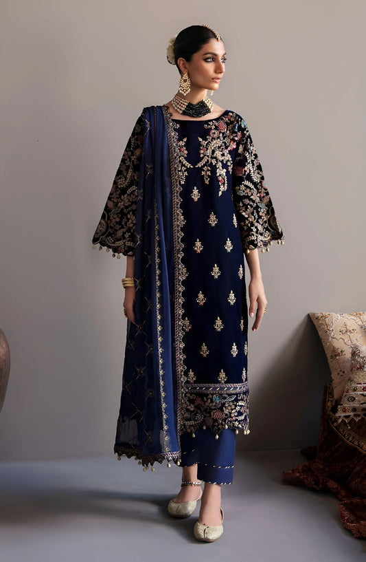 Emaan Adeel Makhmal Embroidered Velvet Unstitched 3Pc Suit