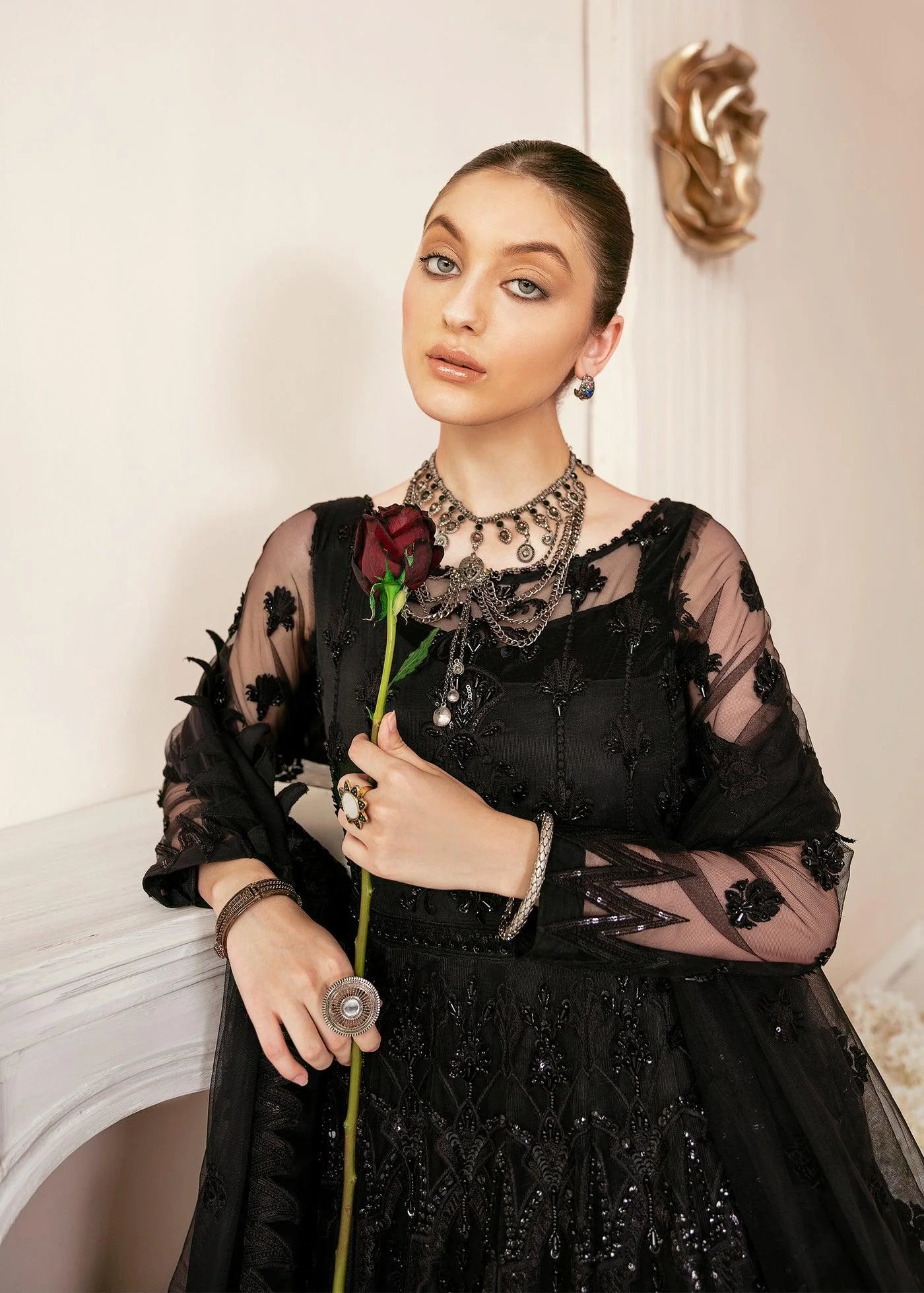AKBAR ASLAM LUXURY BLACK BEAUTY MAXI