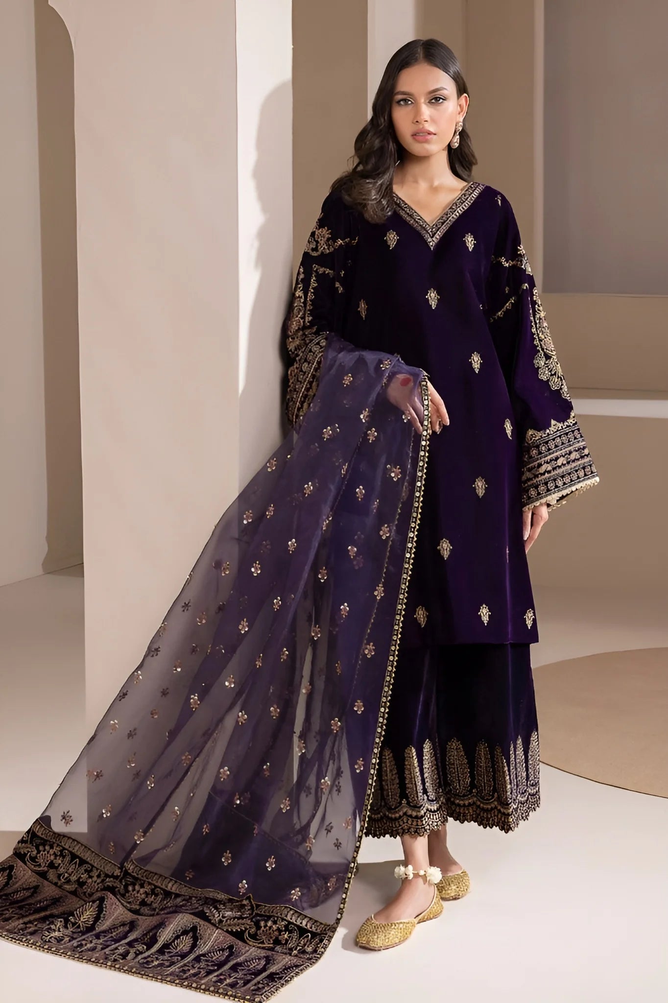 Baroque Chantelle - EMBROIDERED VELVET MICRON (9000) COLLECTION UNSTITCHED
