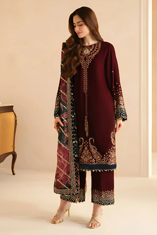 Jazmine Luxury Embroidered Velvet 3 Piece Unstitched