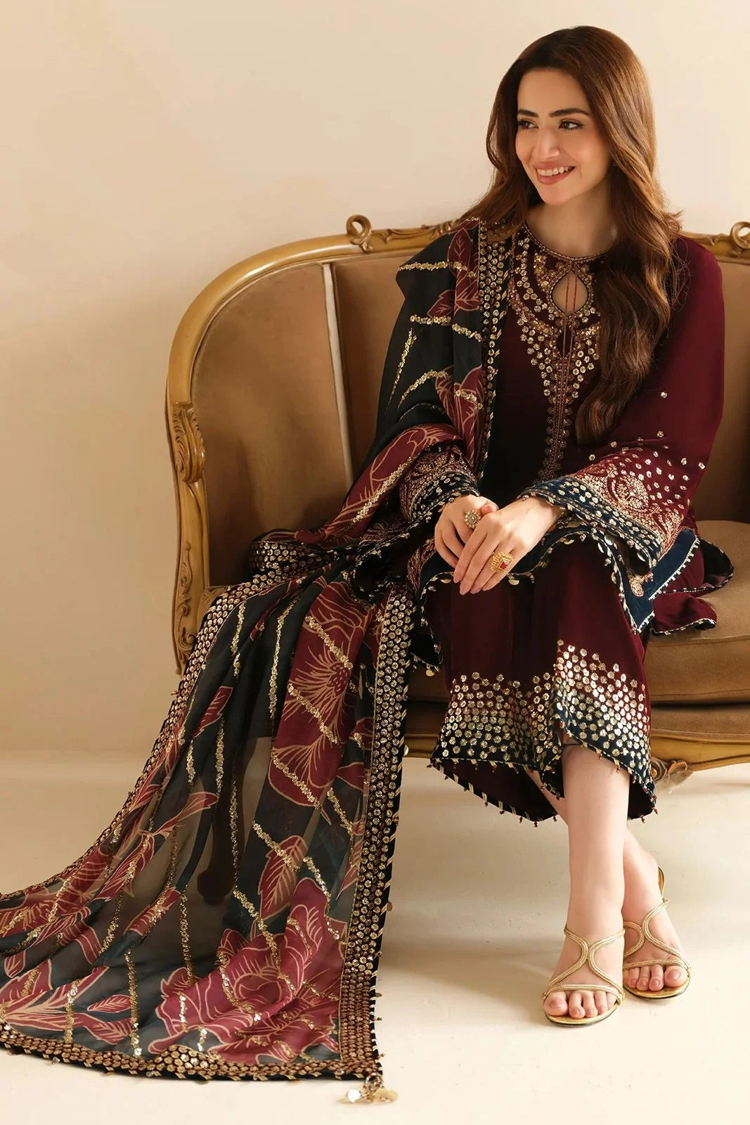 Jazmine Luxury Embroidered Velvet 3 Piece Unstitched