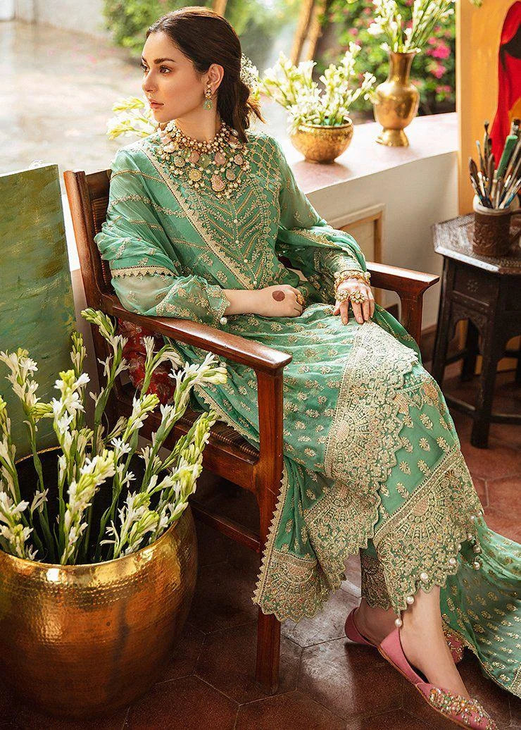 Afrozeh Luxury Chiffon Embroidered 3 Piece Unstitched
