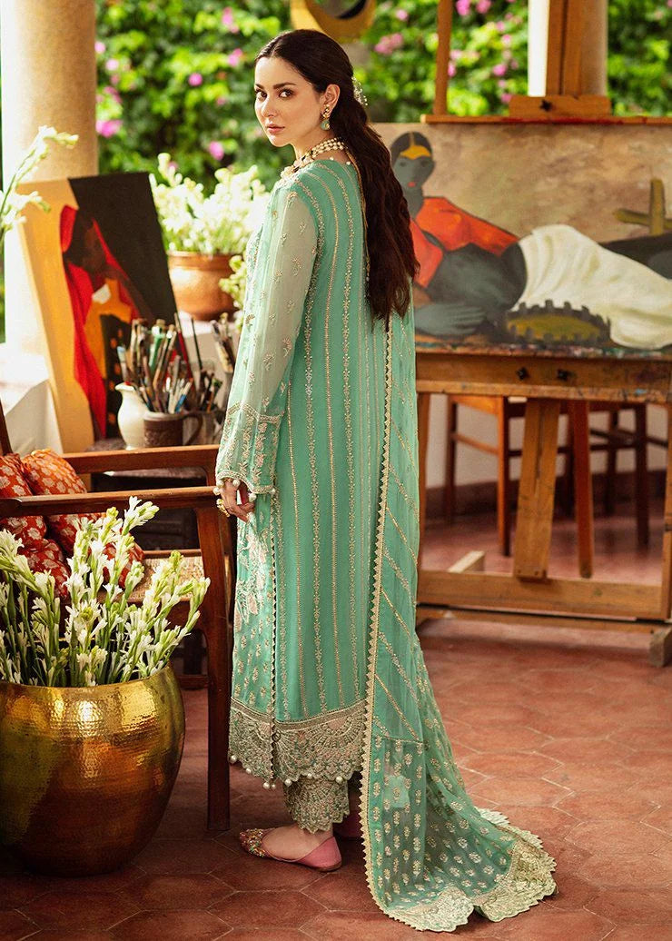 Afrozeh Luxury Chiffon Embroidered 3 Piece Unstitched