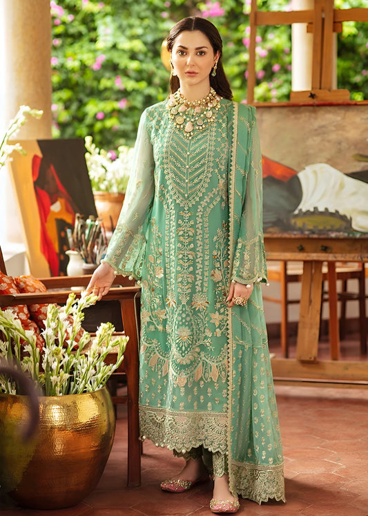 Afrozeh Luxury Chiffon Embroidered 3 Piece Unstitched