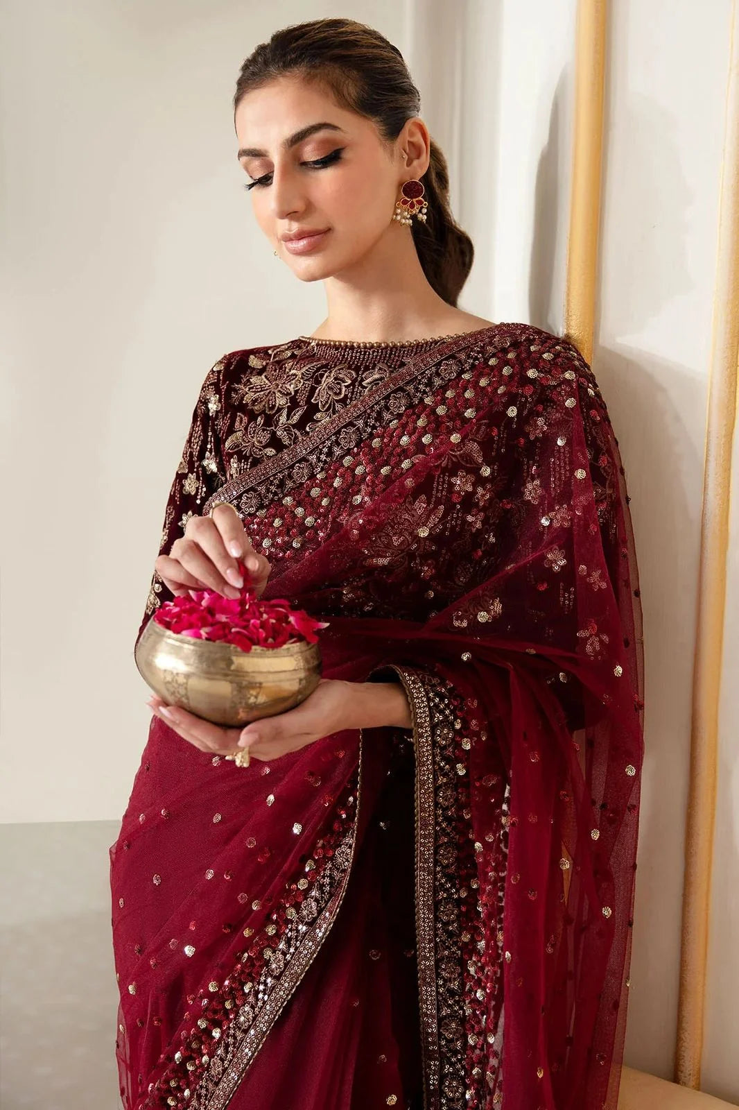 Jazmine Wedding Net & Velvet Saree Collection Embroidery Unstiched