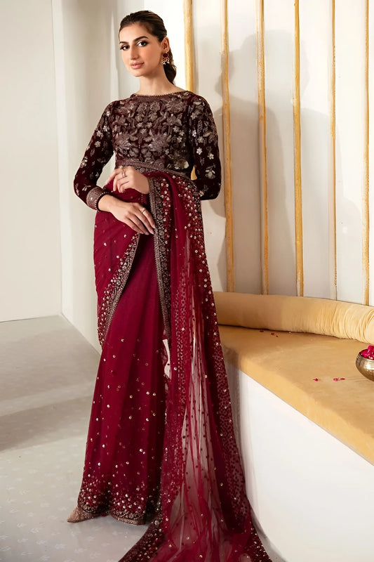 Jazmine Wedding Net & Velvet Saree Collection Embroidery Unstiched