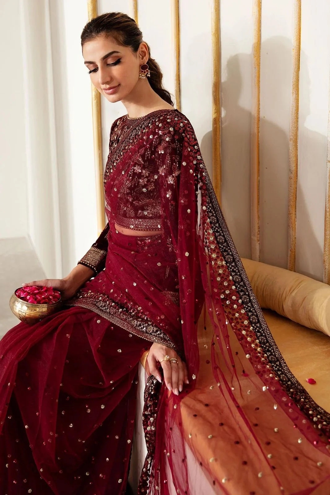 Jazmine Wedding Net & Velvet Saree Collection Embroidery Unstiched